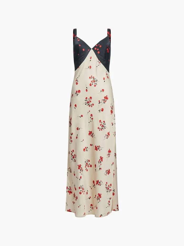 French Connection Dresses Woman Floramour Ennis Eco Satin Slip Dress Classic Creamblacko