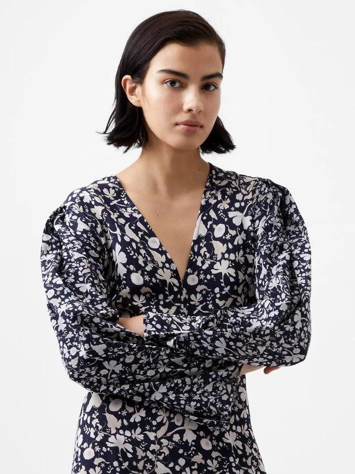 French Connection Dresses Woman Jeannie Chiara Drape Midi Dress Utility Bu Multi