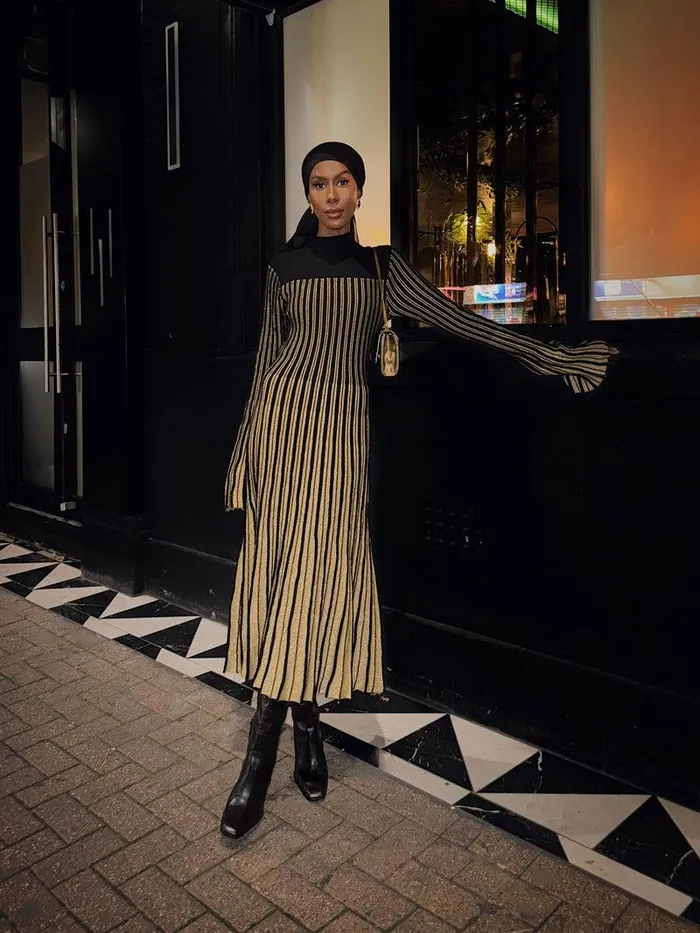 French Connection Dresses Woman Journee Mari Lurex Long Sleeve Dress Blackout