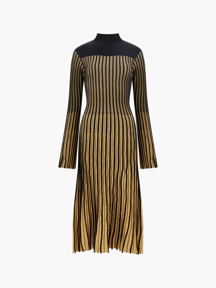 French Connection Dresses Woman Journee Mari Lurex Long Sleeve Dress Blackout