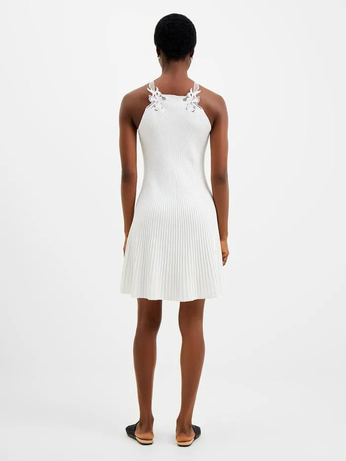 French Connection Dresses Woman Mari Knit Lace Mix Dress Linen White