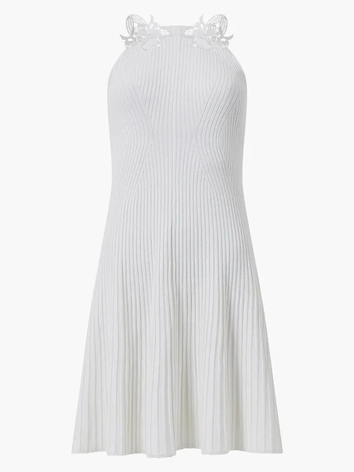 French Connection Dresses Woman Mari Knit Lace Mix Dress Linen White