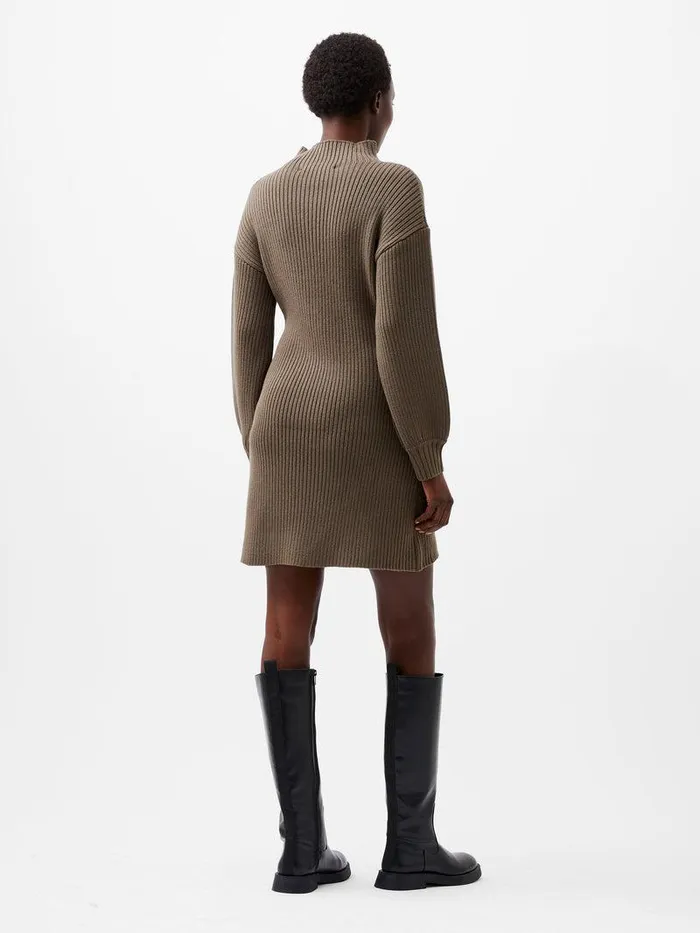 French Connection Dresses Woman Myla Babysoft Mini Dress Tarmac Khaki