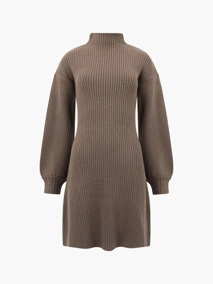French Connection Dresses Woman Myla Babysoft Mini Dress Tarmac Khaki