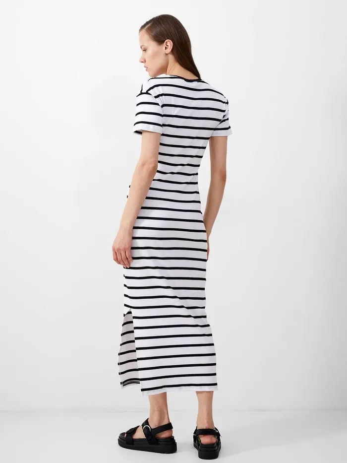 French Connection Dresses Woman Rassia Stripe Midi Dress Blackwhite