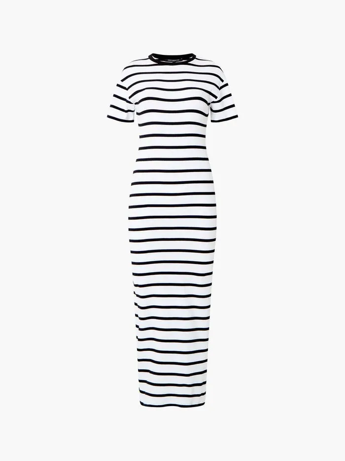 French Connection Dresses Woman Rassia Stripe Midi Dress Blackwhite