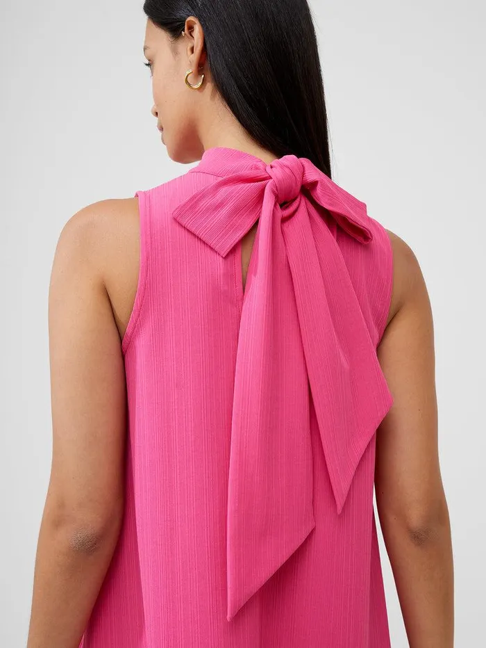 French Connection Dresses Woman Ribbed Jersey Bow Back Mini Dress Fuschia