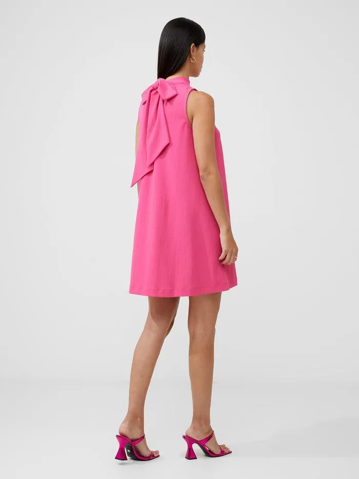 French Connection Dresses Woman Ribbed Jersey Bow Back Mini Dress Fuschia