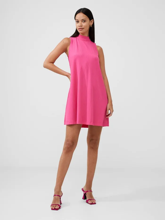 French Connection Dresses Woman Ribbed Jersey Bow Back Mini Dress Fuschia