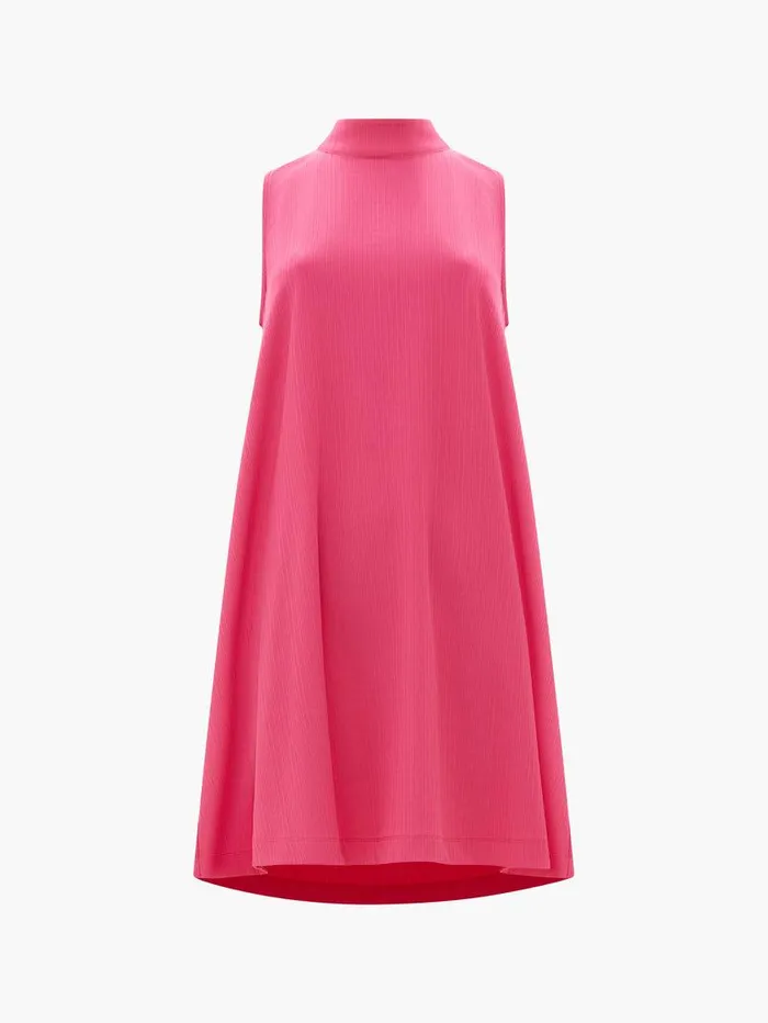 French Connection Dresses Woman Ribbed Jersey Bow Back Mini Dress Fuschia