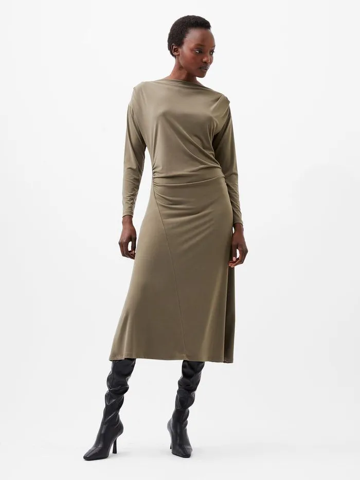 French Connection Dresses Woman Samira Jersey Dress Tarmac Khaki