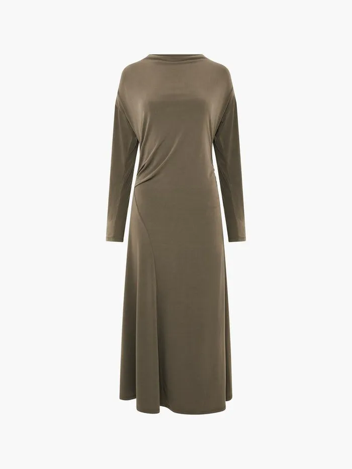 French Connection Dresses Woman Samira Jersey Dress Tarmac Khaki