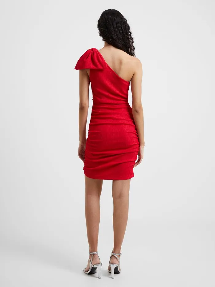 French Connection Dresses Woman Sonya Ribbed Bow One Shoulder Dress Lollipop Red