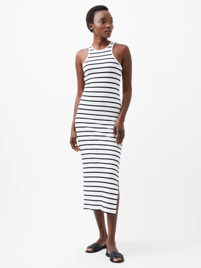 French Connection Dresses Woman Tommy Rib Stripe Racer Back Dress Summer Whutility Bl