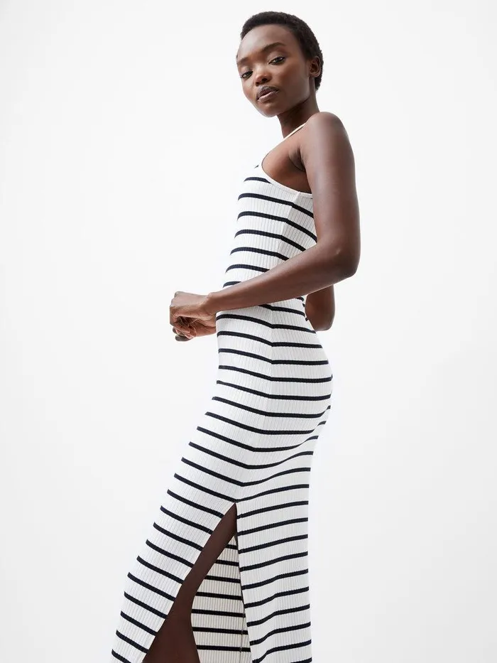 French Connection Dresses Woman Tommy Rib Stripe Racer Back Dress Summer Whutility Bl