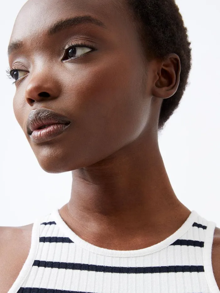 French Connection Dresses Woman Tommy Rib Stripe Racer Back Dress Summer Whutility Bl