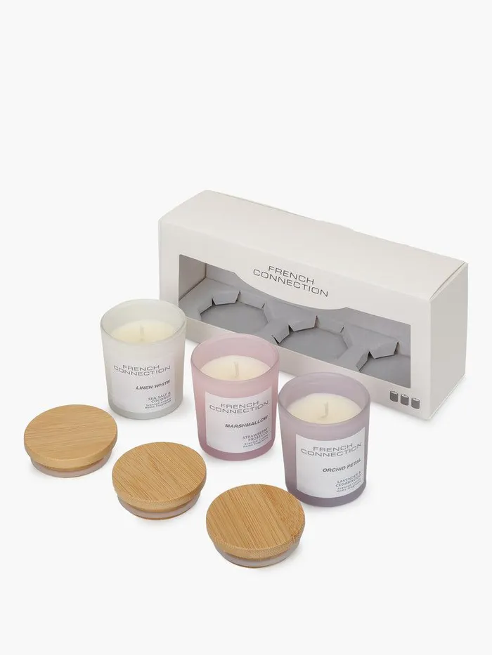 French Connection Home Accessories Home Serenity Candles Set Of 3 Lavendarcoconutstrawberry