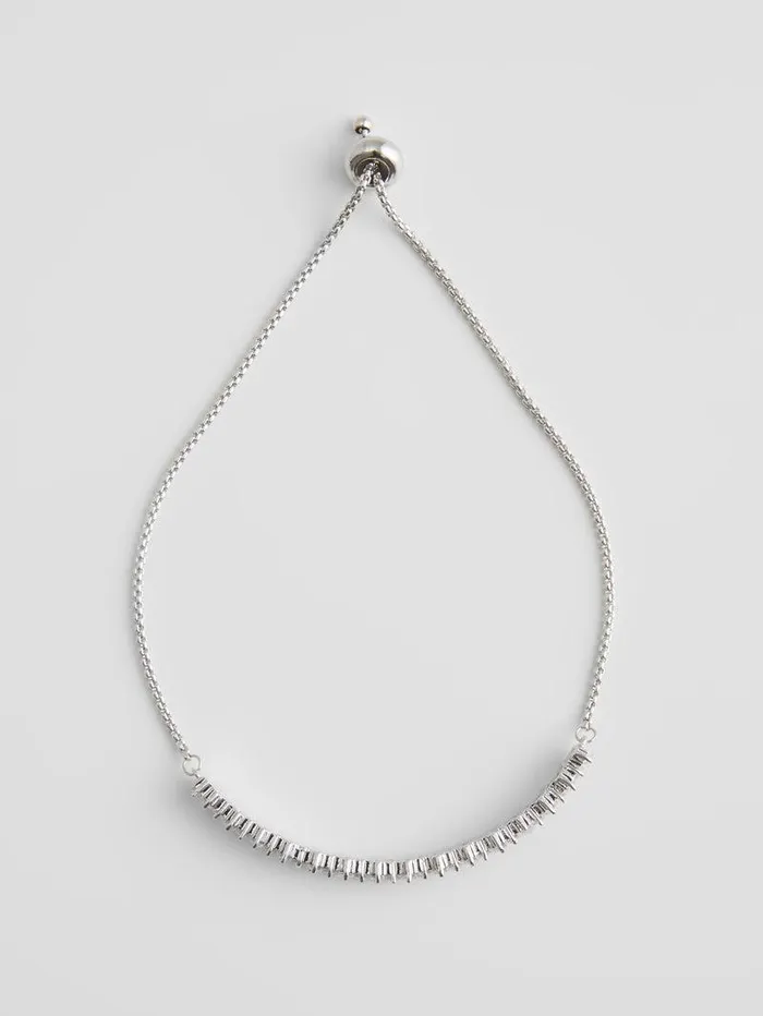 French Connection Jewellery Woman Delicate Rectangular Diamante Bracelet Silverdiamante