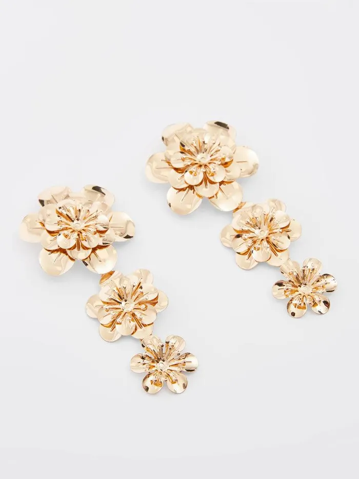 French Connection Jewellery Woman Triple Flower Drop Earrings Gold
