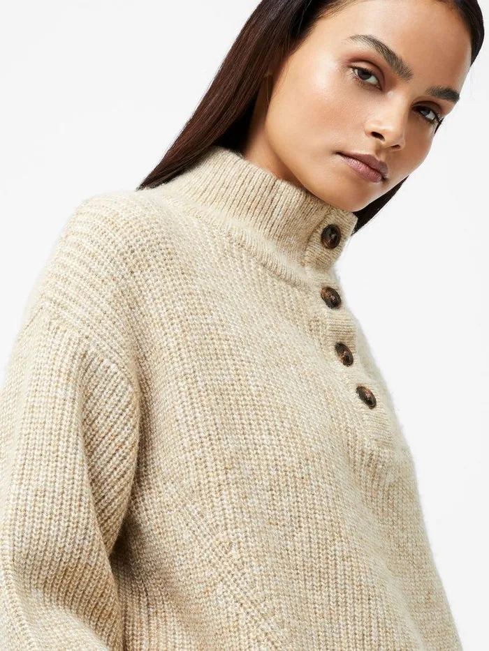 French Connection Jumpers and Cardigans Woman 14 Button Drop Shoulder Jumper Lgt Camel Mel French Connection Jumpers and Cardigans Woman 14 Button Drop Shoulder Jumper Lgt Camel Mel