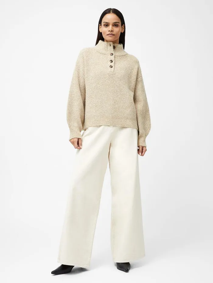 French Connection Jumpers and Cardigans Woman 14 Button Drop Shoulder Jumper Lgt Camel Mel