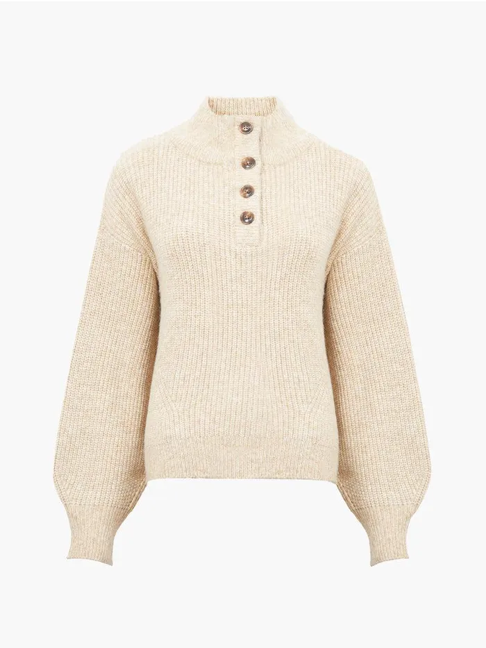 French Connection Jumpers and Cardigans Woman 14 Button Drop Shoulder Jumper Lgt Camel Mel