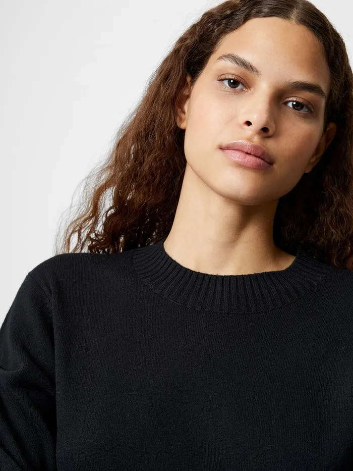French Connection Jumpers and Cardigans Woman Babysoft Faux Pearl Sleeve Crew Neck Jumper Blackout