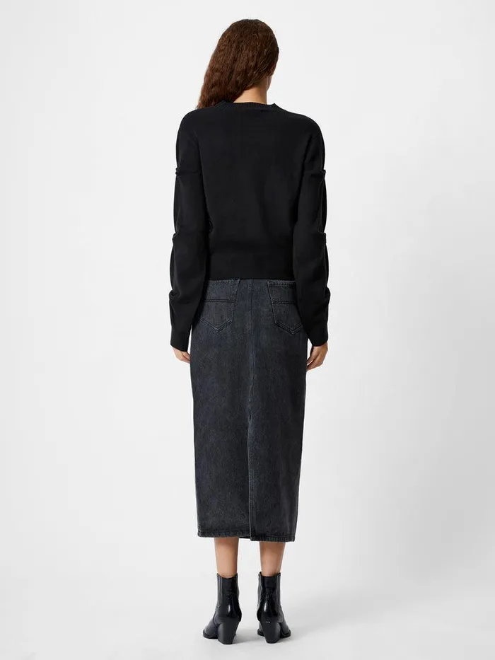 French Connection Jumpers and Cardigans Woman Babysoft Faux Pearl Sleeve Crew Neck Jumper Blackout
