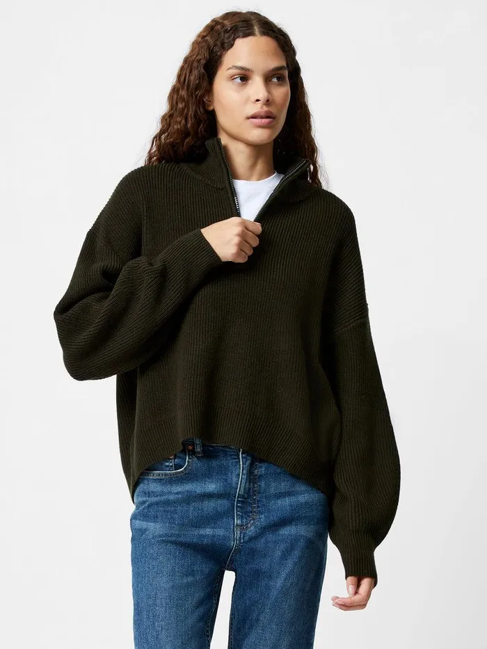 French Connection Jumpers and Cardigans Woman Babysoft Half Zip Jumper Brunswick Green