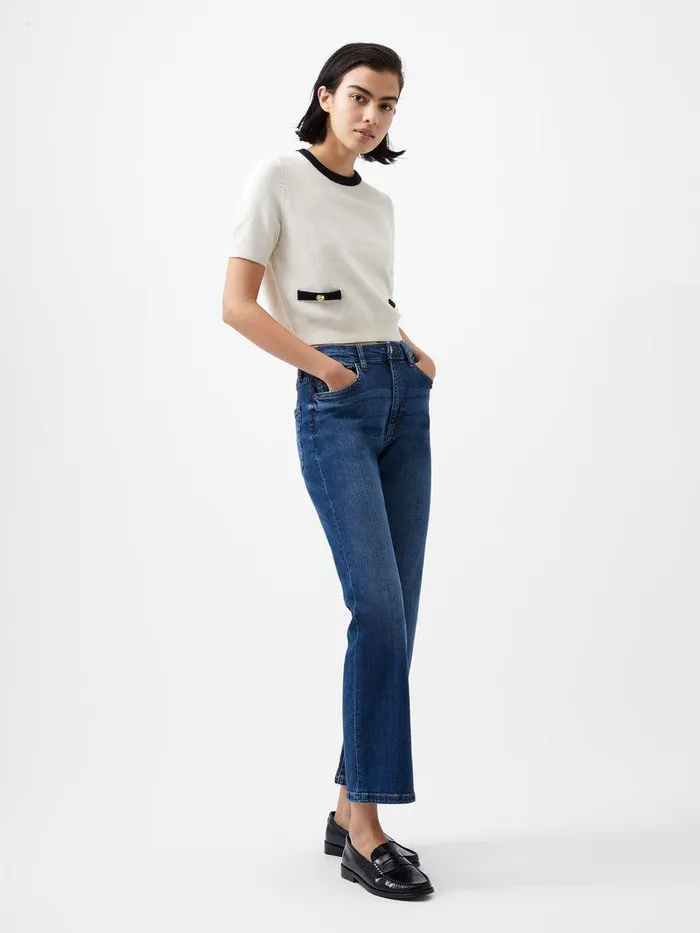 French Connection Jumpers and Cardigans Woman Babysoft Short Sleeve Top Classic Creammarine