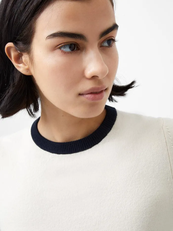 French Connection Jumpers and Cardigans Woman Babysoft Short Sleeve Top Classic Creammarine