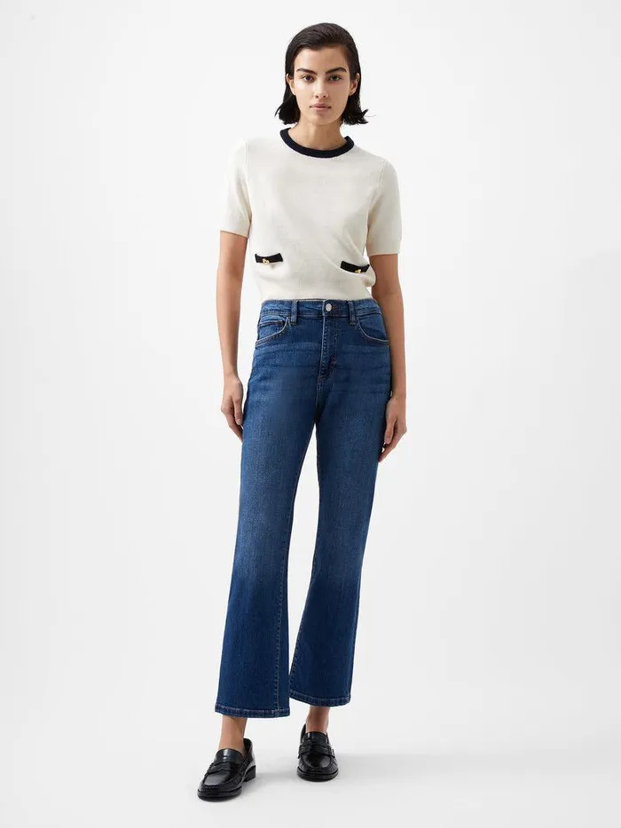 French Connection Jumpers and Cardigans Woman Babysoft Short Sleeve Top Classic Creammarine