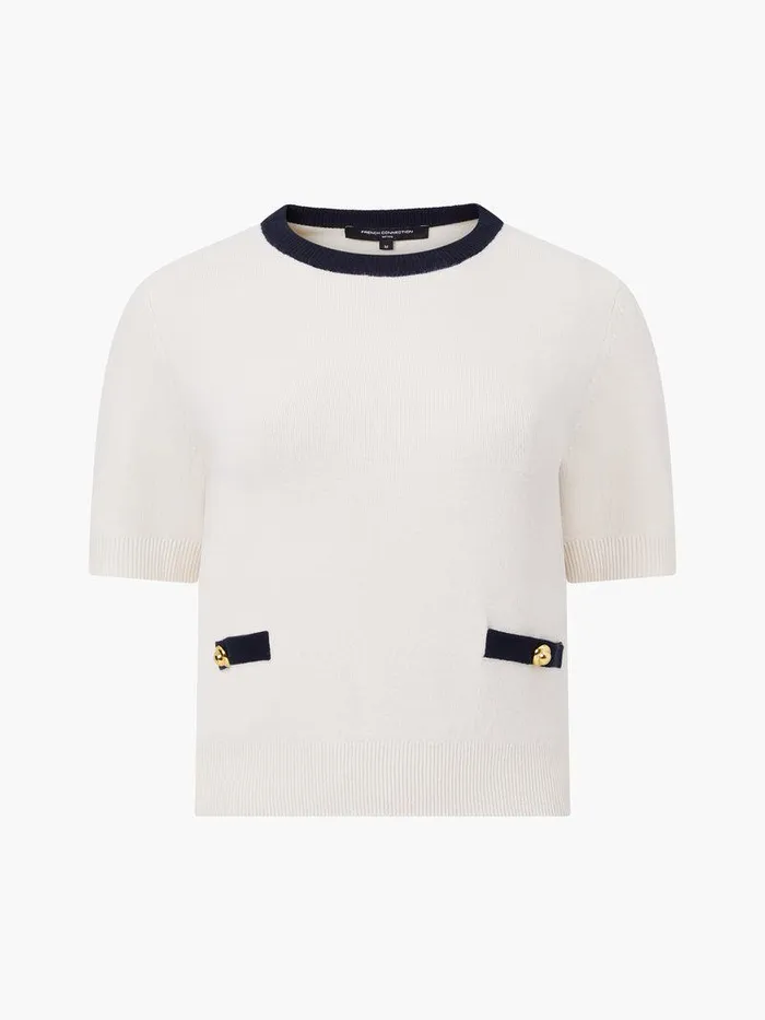 French Connection Jumpers and Cardigans Woman Babysoft Short Sleeve Top Classic Creammarine