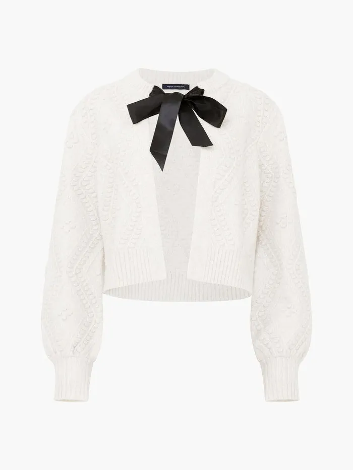 French Connection Jumpers and Cardigans Woman Kitty Recycled Bobble Bow Cardigan Winter White