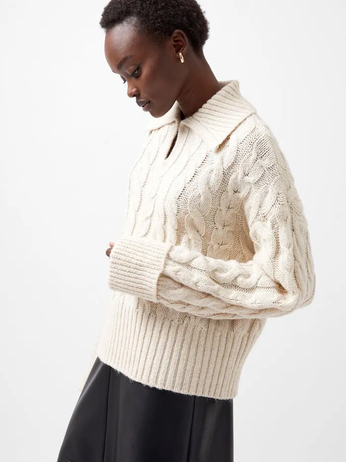 French Connection Jumpers and Cardigans Woman Kyla Sparkle Long Sleeve Jumper Porcelain Cream French Connection Jumpers and Cardigans Woman Kyla Sparkle Long Sleeve Jumper Porcelain Cream