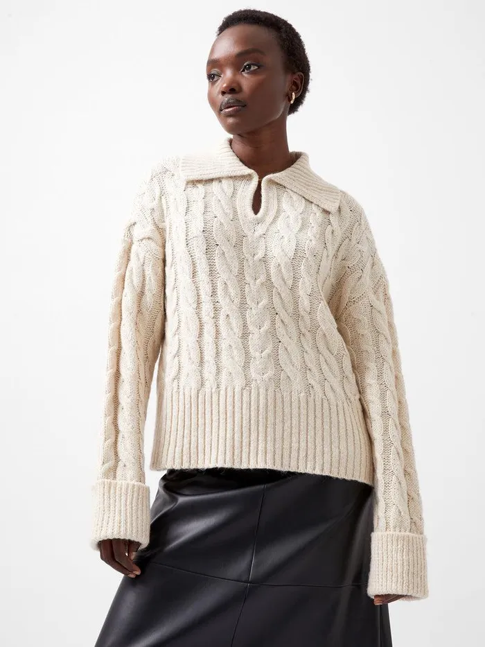French Connection Jumpers and Cardigans Woman Kyla Sparkle Long Sleeve Jumper Porcelain Cream