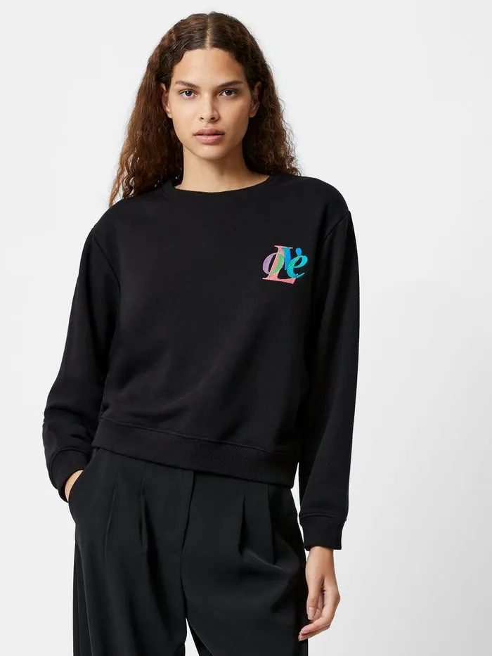 French Connection Jumpers and Cardigans Woman Love Embroidered Sweatshirt Black