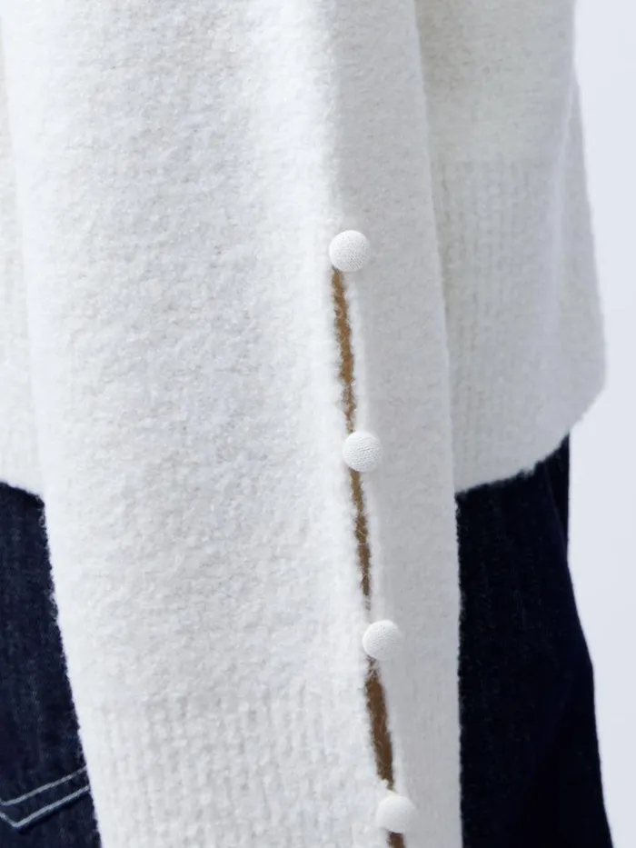 French Connection Jumpers and Cardigans Woman Melissa Boucle Button Detail Sleeve Jumper Porcelain Cream
