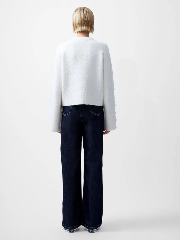 French Connection Jumpers and Cardigans Woman Melissa Boucle Button Detail Sleeve Jumper Porcelain Cream