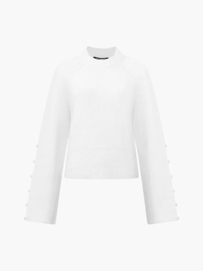 French Connection Jumpers and Cardigans Woman Melissa Boucle Button Detail Sleeve Jumper Porcelain Cream