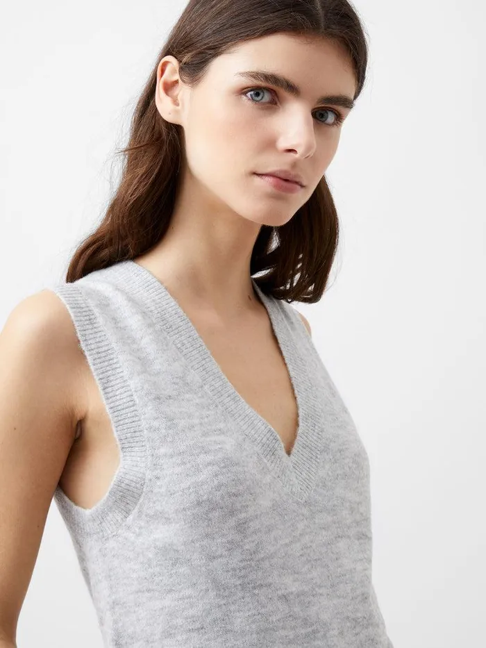 French Connection Jumpers and Cardigans Woman Morena Recycled Vest Dove Grey Mel