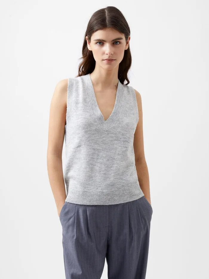 French Connection Jumpers and Cardigans Woman Morena Recycled Vest Dove Grey Mel