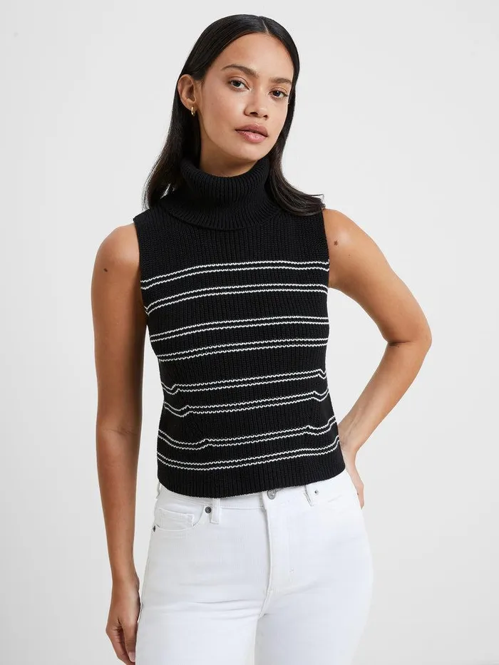 French Connection Jumpers and Cardigans Woman Mozart Stripe Cropped Sleeveless Jumper Blackwhite French Connection Jumpers and Cardigans Woman Mozart Stripe Cropped Sleeveless Jumper Blackwhite
