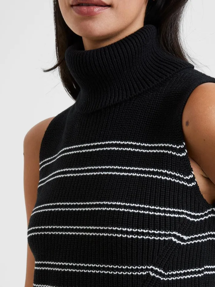French Connection Jumpers and Cardigans Woman Mozart Stripe Cropped Sleeveless Jumper Blackwhite