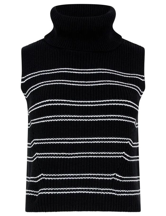 French Connection Jumpers and Cardigans Woman Mozart Stripe Cropped Sleeveless Jumper Blackwhite