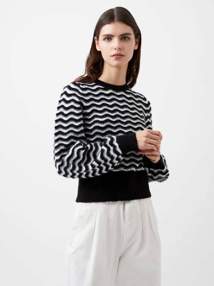 French Connection Jumpers and Cardigans Woman Natasha Recycled Scallop Jumper Moonless Nightc Crm