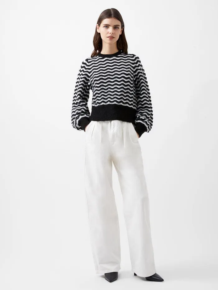 French Connection Jumpers and Cardigans Woman Natasha Recycled Scallop Jumper Moonless Nightc Crm