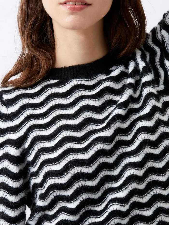 French Connection Jumpers and Cardigans Woman Natasha Recycled Scallop Jumper Moonless Nightc Crm