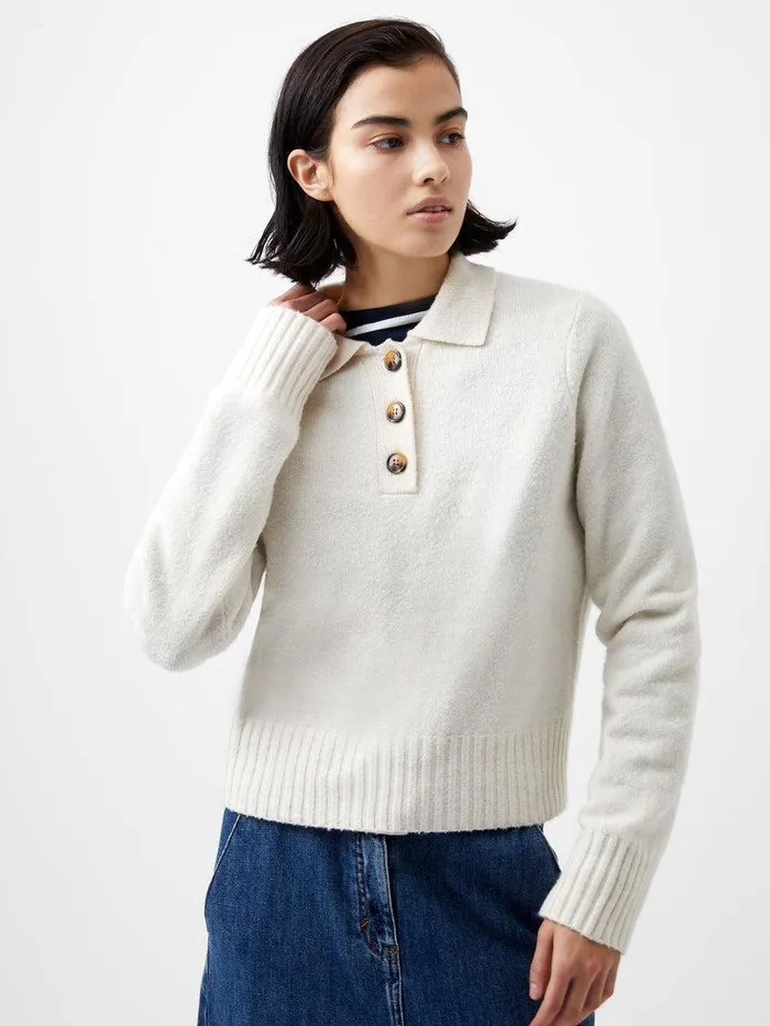 French Connection Jumpers and Cardigans Woman Vhari Recycled Long Sleeve Button Up Jumper Oatmeal Mel French Connection Jumpers and Cardigans Woman Vhari Recycled Long Sleeve Button Up Jumper Oatmeal Mel
