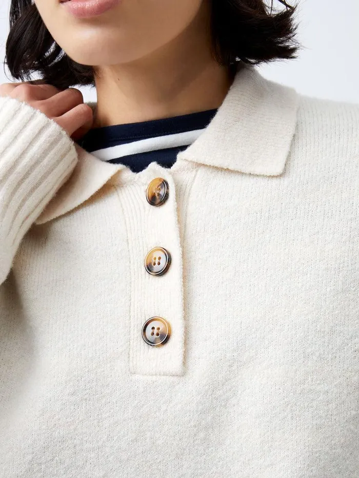 French Connection Jumpers and Cardigans Woman Vhari Recycled Long Sleeve Button Up Jumper Oatmeal Mel